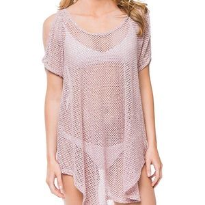 ELIF - Cold Shoulder Tunic Swim Cover Up in Blush